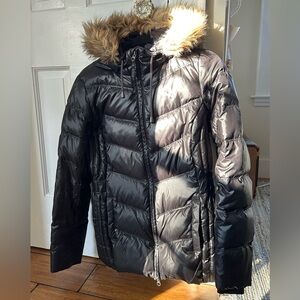 Puma Black Puffer Jacket with Removable Faux Fur Hood